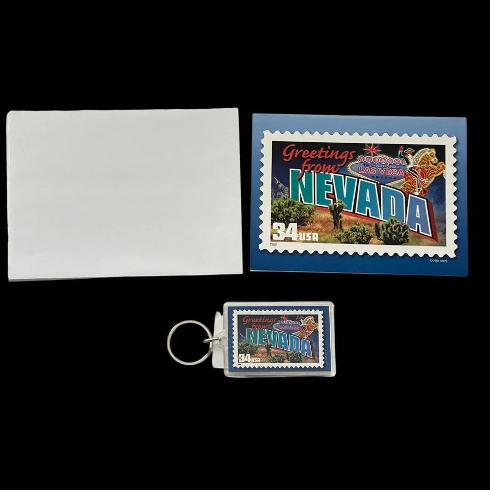 Lot of 5 USPS‎ Greetings from Nevada Stamp Postcard Envelope & Keychain 34 Cent